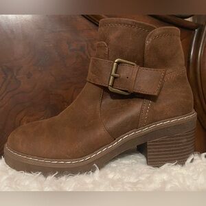 SM New York Brown Suede Ankle Boot with Buckle